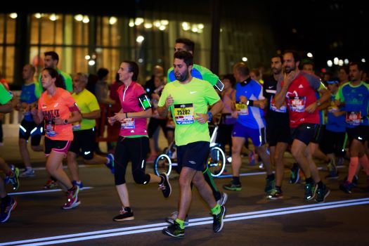 Marathon participants at a night run