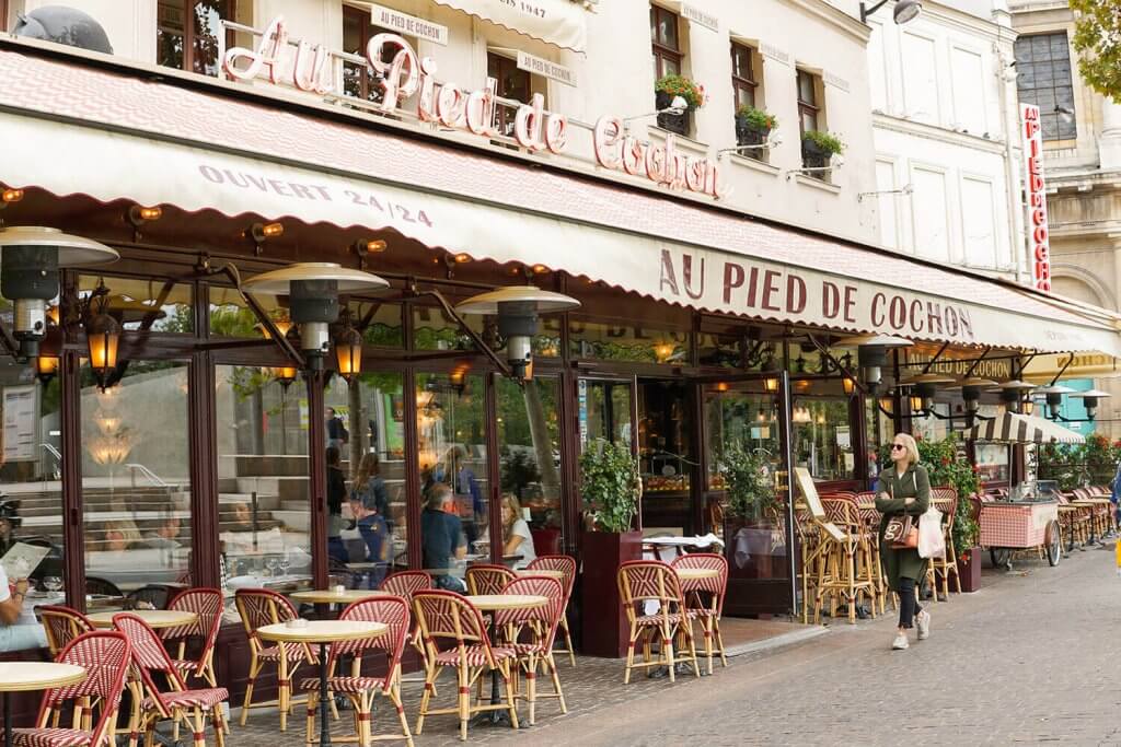 Famous Café Au Pied de Cochon in Paris from outside