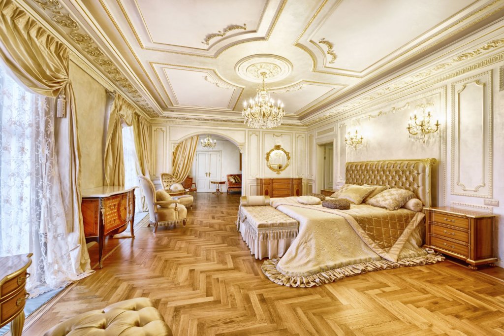 A luxury hotel room with ornaments and decor.