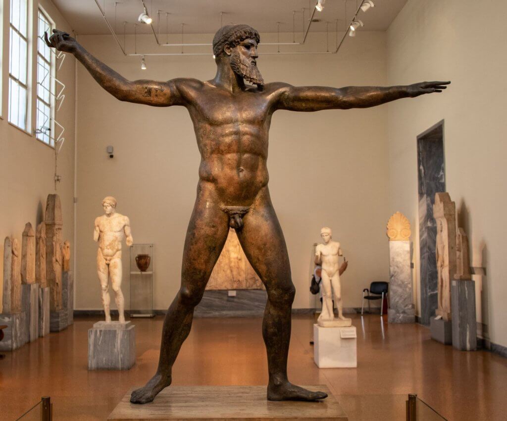 The Bronze Statue of Zeus or Poseidon on Display in the National Archaeological Museum