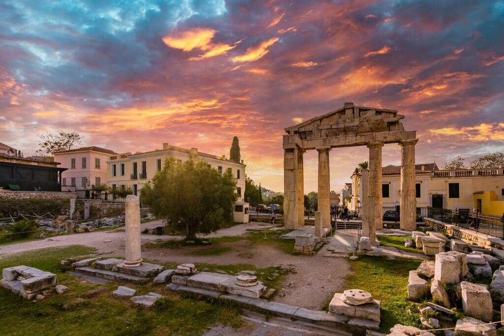 View of the ruins of the Roman Agora in Athens.