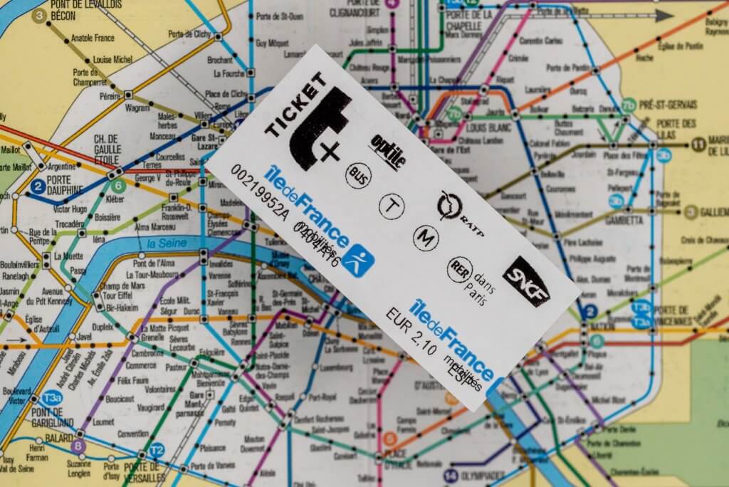 T+ metro ticket for one journey on the Paris metro line