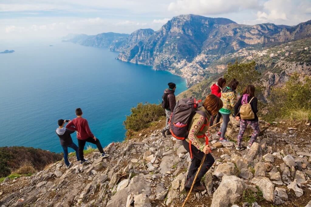 Trekking route from Agerola to Nocelle on the Amalfi Coast, called "The Path of the Gods" in Campania, Italy