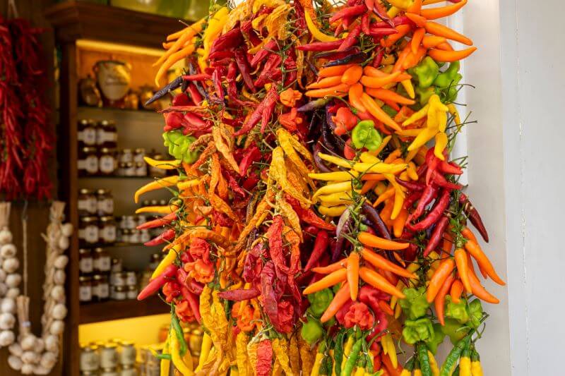 Chilis offered by a shop in Mallorca