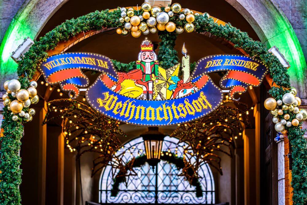 famous christmas market sign at the residenz in Munich