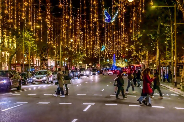 Christmas lights at Passeig de Gracia