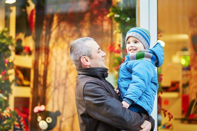 Father and son on the Christmas market